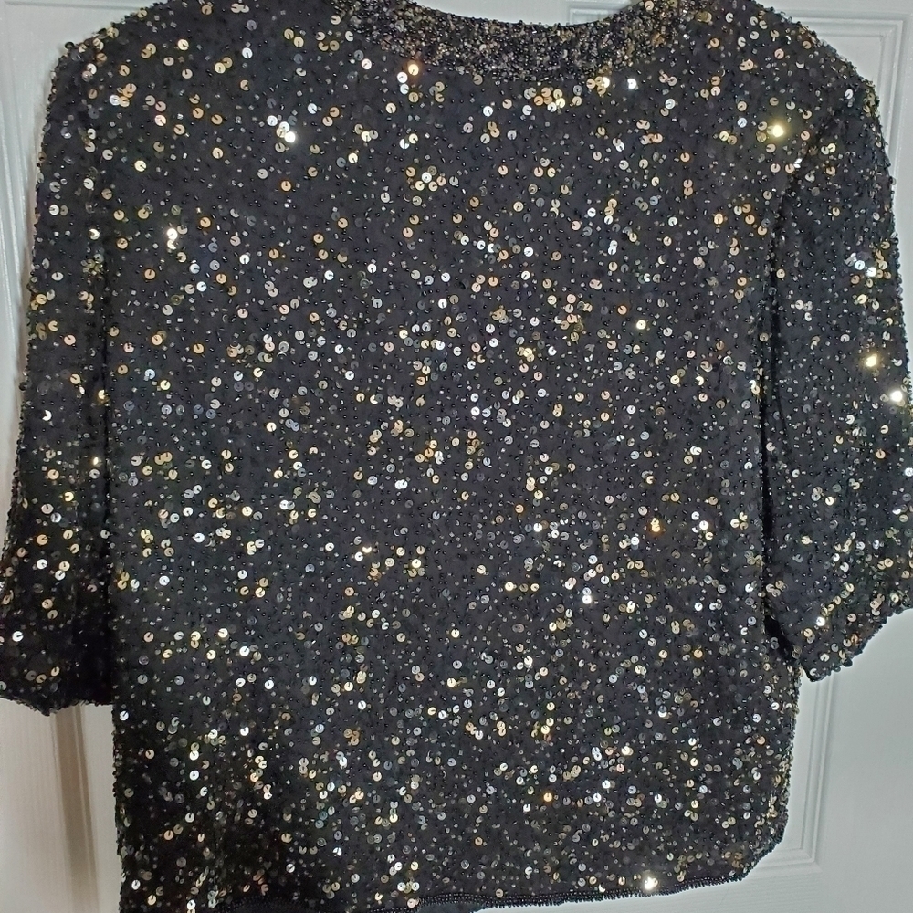 Scala Vintage Sparkly Top With Shoulder Pads - image 8